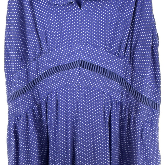 Maeve Anthropologie Ruffle Jumpsuit Blue Polka Dot Cropped Wide Leg Sz 0 Prairie - Picture 7 of 13